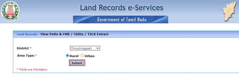 Patta Chitta Check Status Land Ownership eservices tn gov in 
